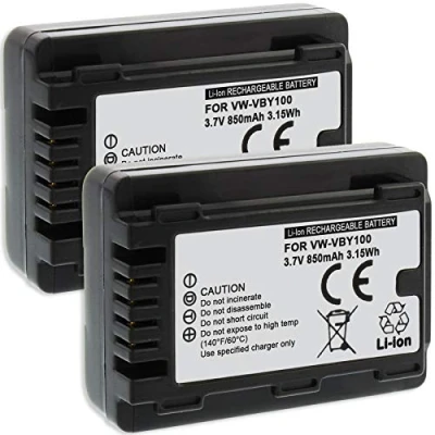 Abbildung von 2X Akku VW VBY100 kompatibel mit Panasonic HC V10, V110