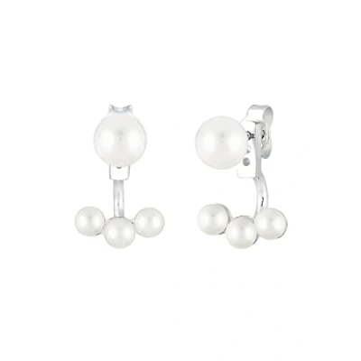 Abbildung von Elli Ohrringe Damen Front Back Ohrstecker modern mit Süßwasserperlen in 925 Sterling Silver