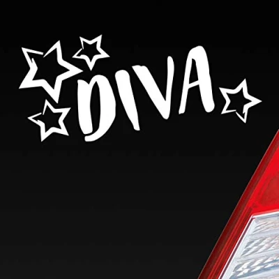 Abbildung von Hellweg Druckerei Diva Sterne Stars Schriftzug Auto Aufkleber Sticker Heckscheibenaufkleber