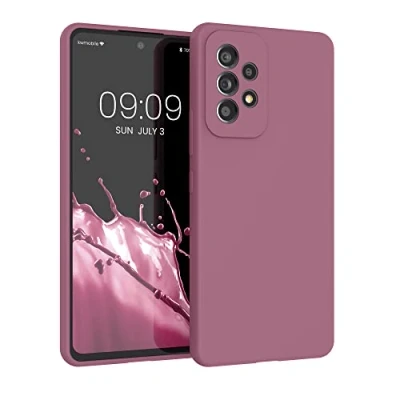 Abbildung von kwmobile Hülle kompatibel mit Samsung Galaxy A53 5G weiches TPU Silikon Case Cover geeignet für kabelloses Laden Dark Rose
