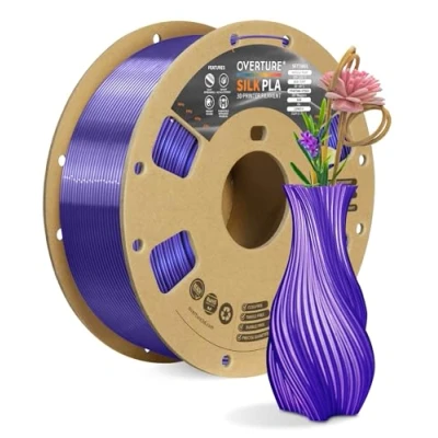Abbildung von OVERTURE Silk PLA Filament 1.75mm, 1kg 3D Drucker Seide PLA, Maßgenauigkeit +/ 0.03 mm(Seide Violett)