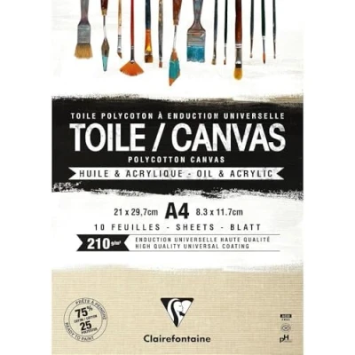 Abbildung von Clairefontaine 975210C Packung (mit 10 Blatt Leiwand zum Bemahlen Sandkorn, 210g, kopfgeleimt, DIN A4, 1 Pack, Natur