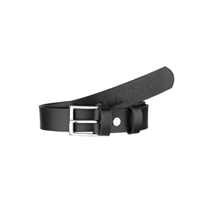 Abbildung von Ladeheid Kinder Gürtel Ledergürtel Mode Accessoire für Jungen mit Schnalle 2,5 cm Breit K1D5 (Schwarz 1/Logo 2, 70 (Gesamtlänge 89 cm))