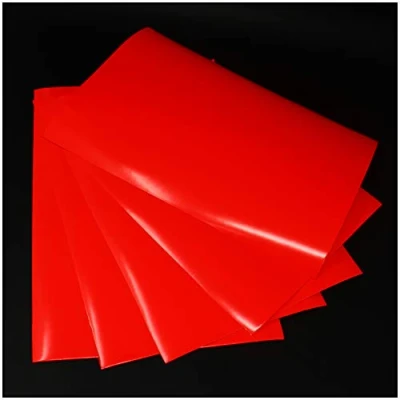 Abbildung von Din A4 Bogen Bastelfolie Selbstklebend Künstlerfolie Plotterfolie Plottfolie Folie Basteln (Neon Rot, 5er Set Bögen)