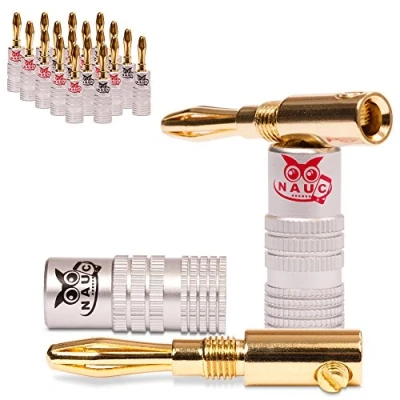 Abbildung von 20x Bananenstecker Bananas 24K vergoldet kompatibel mit NAUC High End Banana für Kabel bis 6mm²