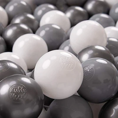 Abbildung von KiddyMoon 300 ∅ 7Cm Kinder Bälle Spielbälle Für Bällebad Baby Plastikbälle Made In EU, Weiß/Grau/Silbern