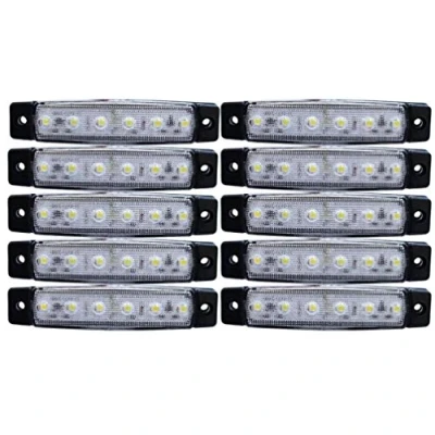 Abbildung von 10x LED Lichter, weiß, Seitenbegrenzungsleuchten für LKW, Anhänger, Wohnwagen, Chassis, Lastwagen, 24 V
