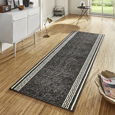 Abbildung von Hanse Home Teppich Läufer Casa 80x400cm Teppichläufer Weicher Kurzflor Modernes Design für Flur, Schlafzimmer, Kinderzimmer, Badezimmer, Wohnzimmer, Küche Dekoläufer Schwarz