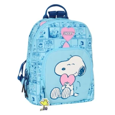 Abbildung von SNOOPY Love Mini Rucksack für den täglichen Gebrauch, ideal Kinder verschiedener Altersgruppen, bequem und vielseitig, Qualität Widerstandsfähigkeit, 25 x 13 30 cm, hellblau, M, Casual