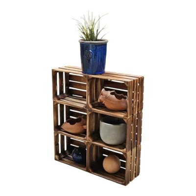 Abbildung von Teramico Vintage Holzkisten 40 x 30 25cm geflammt Weinkisten &amp; Obstkisten Set Angebote (6er ohne Boden)