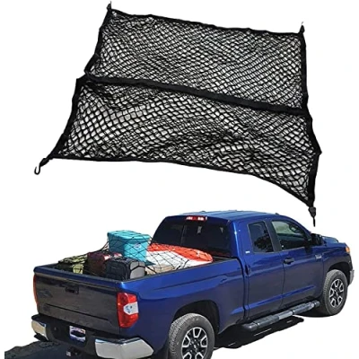 Abbildung von Cargo Net LKW Ladefläche Schwerlast Netze für Pickup Trucks mit Schnallen,kurzes Bett, StrapazierfäHig, Cam Schnallen Truck SUV Anhänger Boot RV,Black