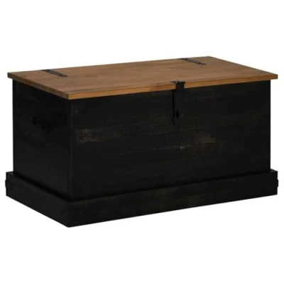 Abbildung von vidaXL Truhe Halden Schwarz 91x48x47 cm Massivholz Kiefer