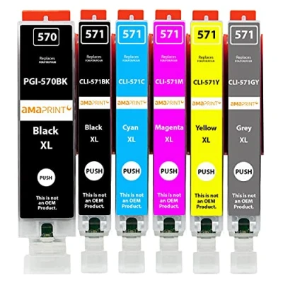 Abbildung von Amaprint 6 XL Patronen kompatibel mit Canon PGI 570 CLI 571 passend für Pixma MG7700 MG7750 MG7751 MG7752 MG7753 TS8000 TS8050 TS8051 TS8052 TS8053 TS9000 TS9050 TS9055