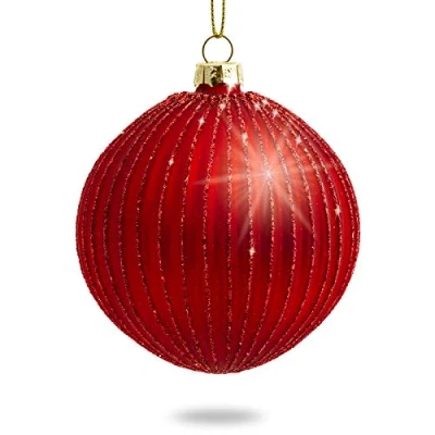 Abbildung von SIKORA Christbaumschmuck Highlights Rot 4er Set Christbaumkugeln aus Glas mit Verzierung