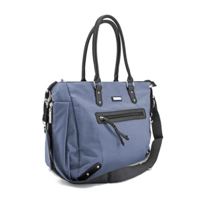 Abbildung von Handtasche Umhängetasche Baby Wickeltasche Unisex Babytasche stilvolle Reisetasche mit Wickelauflage, Aufbewahrungsbeutel, Isoliertaschen und Halterung für Kinderwagen Mama &amp; Papa &quot;Paris&quot; blau