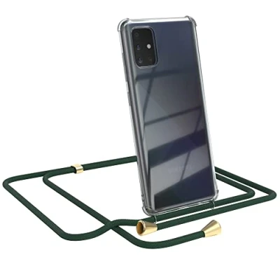 Abbildung von EAZY CASE Handykette kompatibel mit Samsung Galaxy A71 Handyhülle Umhängeband, Handykordel Schutzhülle, Silikonhülle, Hülle Band, Stylische Kette für Smartphone, Grün