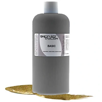 Abbildung von Senjo Color Basic Bodypainting Farbe metallic I Kosmetische Körperfarbe wasserlöslich Liquid für Airbrush und Pinsel 500ml (Gold)