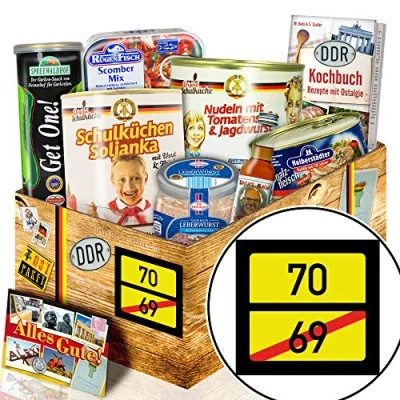 Abbildung von Ortsschild 70 DDR Artikel Lustiges Geschenk zum 70. Geschenkkorb