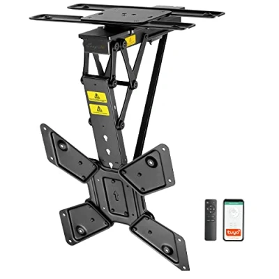 Abbildung von EasyLife TV Deckenhalterung elektrisch drehbar &amp; schwenkbar + Smart Home Integration, 23 65 Zoll, VESA Halterung bis 400x400 für LCD/OLED Fernseher, Monitor, Display, Smartboard, Schwarz