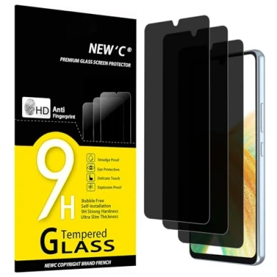 Abbildung von NEW&#039;C 3 Stück, Sichtschutz Panzer Schutz Glas für Samsung Galaxy A33 5G, Ausgewogener 35 Grad schutzwinkel mit Augenschutz, Ultra Haltbare 9H Härte, Blasenfrei