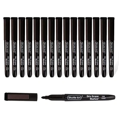 Abbildung von Shuttle Art whiteboard Marker schwarz, 15 magnetische stifte abwischbar Folienstift trocken fein, für Whiteboards, Schreibtafeln, Spiegel geeignet