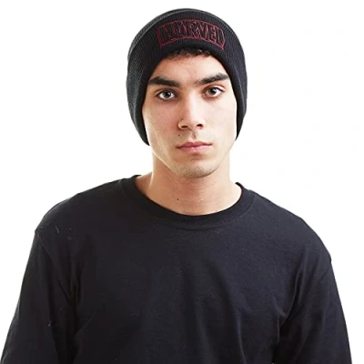 Abbildung von Marvel Herren Line Logo Strickmütze, Schwarz (Black Blk), Einheitsgröße