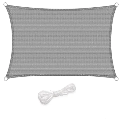 Abbildung von WOLTU Sonnensegel Wasserdicht 2x3m Quadratisch 95% UV Schutz Segeltuch 180 g/m² Polyester Sonnenschutz Schattenspender für Balkon Terrasse Garten, mit Befestigungsseilen,Hellgrau