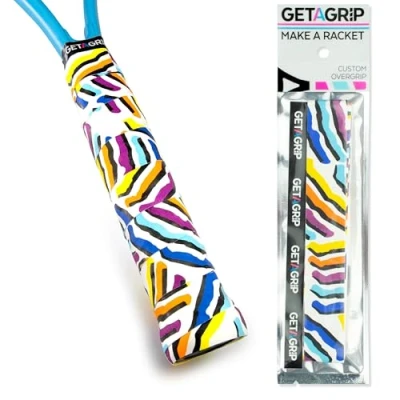 Abbildung von GET A GRIP Personalisiertes Tennisschläger Übergriffband Rutschfestes Tennis Overgrip, Griffband für Padel, Badminton, Squashschläger Anti Schweiß (Serve &amp; Vibe, 1 Griff)