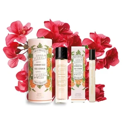 Abbildung von Geschenk für Frauen Panier des Sens Roll on + Parfüm Damen Rose Geranium Damenduft Körper &amp; Haar Blumiger Duft Eau de Parfum aux Absolues Made in France 50ml 10ml