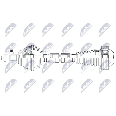 Abbildung von NTY NPW VW 201 Antriebswelle Vorderachse rechts 805mm 94mm Schaltgetriebe VOLKSWAGEN: Golf 4 Schrägheck, Variant, Bora Limousine