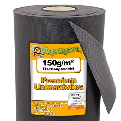 Abbildung von 30 m², 1 m breit 150g/m² Garten Unkrautvlies von Aquagart inkl. 10 Erdanker I umweltfreundliche Unkrautmatte aus Polypropylen, Gartenvlies wasserdurchlässig Mulchvlies Wurzelvlies gegen Unkraut
