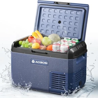 Abbildung von AAOBOSI Kompressor Kühlbox 25L: Tragbare Elektrische 12V/230V, IPX4 Wasserdicht, 20C bis Ideal für Auto, LKW, Boot, Camping, Reisen, Fischen, Garten &amp; Outdoor Aktivitäten