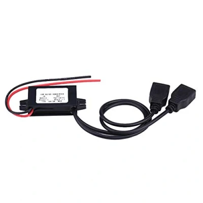 Abbildung von 12v to usbYctze 3A DC 12 V zu 5 Konverter Modul, ABS + Metall Dual USB Ladeger?t Adapter Modul Ersatz für Auto Motorrad Telefon Ladung (schwarz)