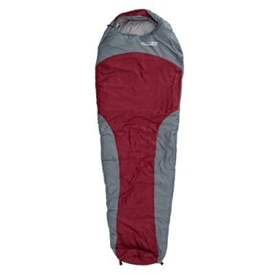 Abbildung von Lumaland Where Tomorrow Schlafsack Mumienschlafsack 230 x 80 cm inkl. Packsack 50 25 gepackt für Outdoor Camping, Wandern, Backpacking Weinrot