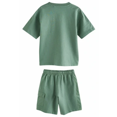 Abbildung von Next Regular FIT Utility Short Sleeve SET Jogginghose für Kinder, Größe: 152, Khaki green
