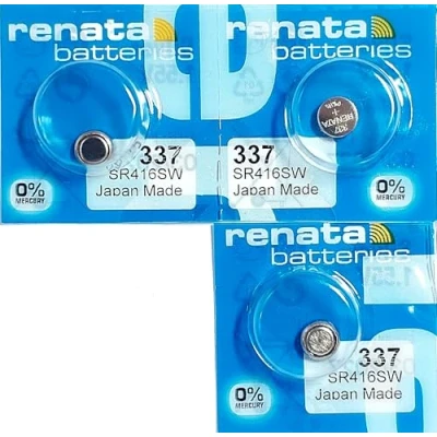 Abbildung von Schweizer Uhrenbatterie renata 3 x 337 oder SR416SW aus Silberoxid, 1,5 V (SR43SW)