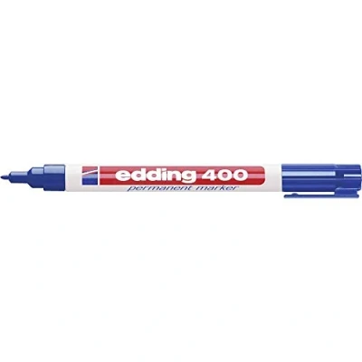 Abbildung von edding 400 Permanentmarker blau 1 Stift feine Rundspitze mm wasserfest, schnell trocknend wischfest für Karton, Kunststoff, Holz, Metall, Glas