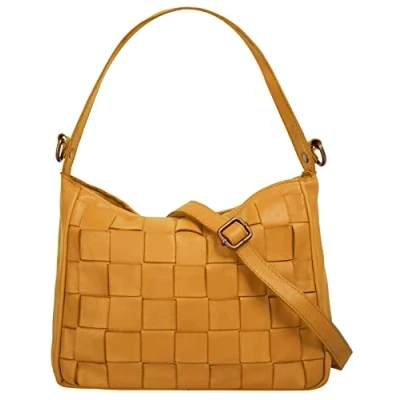 Abbildung von Samantha Look Umhängetasche echt Leder Damen Made in Italy, Handtasche Flechtoptik, Schultertasche mit Smartphonefach 021417
