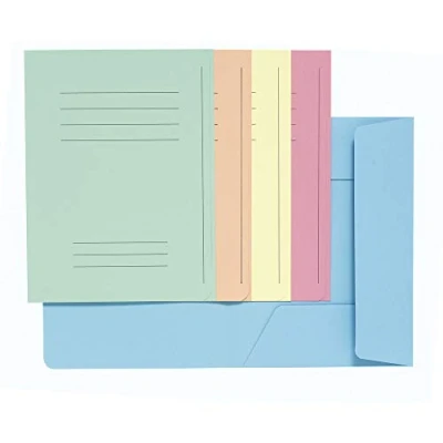 Abbildung von Exacompta 235000E 50er Pack Einschlagmappen SUPER. Aus Manila Karton mit 3 Innenklappen für DIN A4 Pastellfarben farbig sortiert Juris Mappe Sammelmappe Dokumentenmappe Aufbewahrungsmappe
