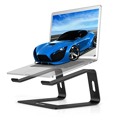 Abbildung von BoYata Laptop Ständer, Ergonomisch Aluminium Notebook Tragbarer Belüfteter Halterung, Laptopständer Kompatibel mit MacBook, Dell, HP, Samsung, Acer, Allen 10&quot; 15,6&quot; Laptops Schwarz