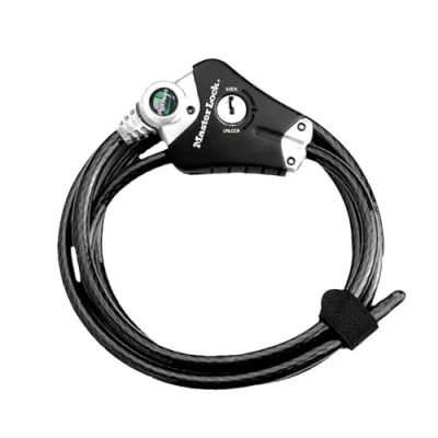 Abbildung von Master Lock 8428EURDPRO Verstellbares Kabelschloss mit Schüsselschloss [Kabel einstellbar von 30 cm bis 1,8 m] [Python] Ideal für Sportausrüstung, Werkzeuge und Gartenmöbel
