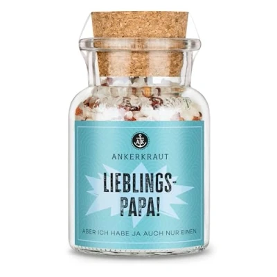 Abbildung von Ankerkraut Lieblingspapa Gewürz, Meersalz mit Chili und Pfeffer zum Würzen deiner Gerichte, Pasta, Kartoffeln &amp; Co Aroma kochen, Geschenk Vatertag, 150 g im Korkenglas