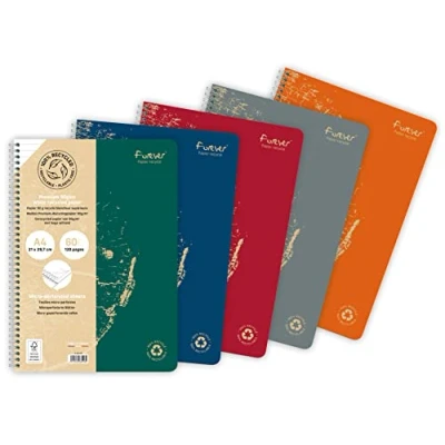 Abbildung von Clairefontaine 68406C Heft Forever mit Doppelspiralbindung, DIN A4, 21x29,7cm, 60 Blatt, 90g, liniert, aus Recycling Papier, Grün, 1 Stück
