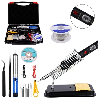 Abbildung von Lötkolben Set, ockered 18 in 1 Lötset 60W Lötstation mit Temperatur Einstellbar 220 480C, 5 Lötspitzen, Regelbar und EIN/AUS Schalter für Elektrotechnik Reparaturen Profi Hobbybastler