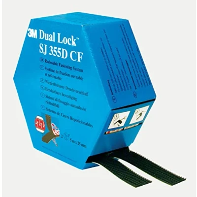 Abbildung von 3M Dual Lock Flexibler Druckverschluss SJ355D CF, MINI Ref 345184518, Schwarz, 25 mm x 5 m
