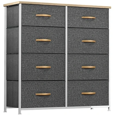 Abbildung von YITAHOME Kommode,Kommode mit 8 Schubladen,Schrank,Stoffschubladen Griffen,Kommodenschrank Stabiler Stahlrahmen,Dauerhaft,Grau