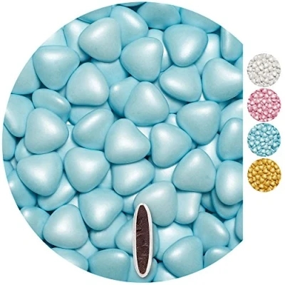 Abbildung von EinsSein® Schokoherzen Pearl 500g ca. 245 St. hellblau med. Gastgeschenke Hochzeit Schokodragees Schokolinsen Dragees Süssigkeiten Taufe Herz Candybar Hochzeitsmandeln Herzdragees