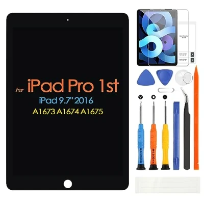 Abbildung von ARSSLY LCD Bildschirm für iPad Pro 9,7 A1673 A1674 A1675 2016 Generation Display Digitizer Touchscreen Glasscheibe Ersatz Assembly mit Werkzeugen (schwarz, Zoll)