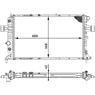 Abbildung von MAHLE ORIGINAL CR 320 000S Kühler, Motorkühlung für Fahrzeuge mit Klimaanlage 607 370 24 Kühlrippen mechanisch gefügt OPEL: Zafira A, Astra G CC