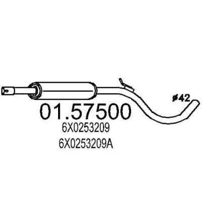 Abbildung von MTS 01.57500 Mittelschalldämpfer 1180 VOLKSWAGEN: Lupo / 3L, SEAT: Arosa